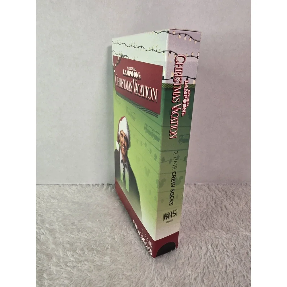 National Lampoons Christmas Vacation Crew Socks Socks 9-11 VHS Novelty Tray New!